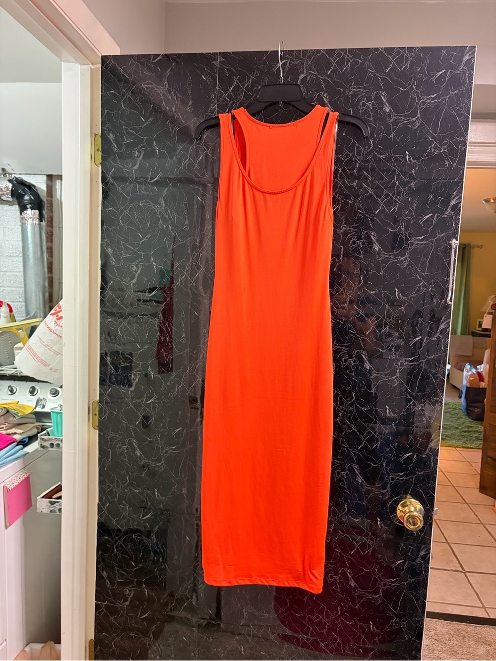 Haute Monde Bright Orange Sleeveless Midi Dress